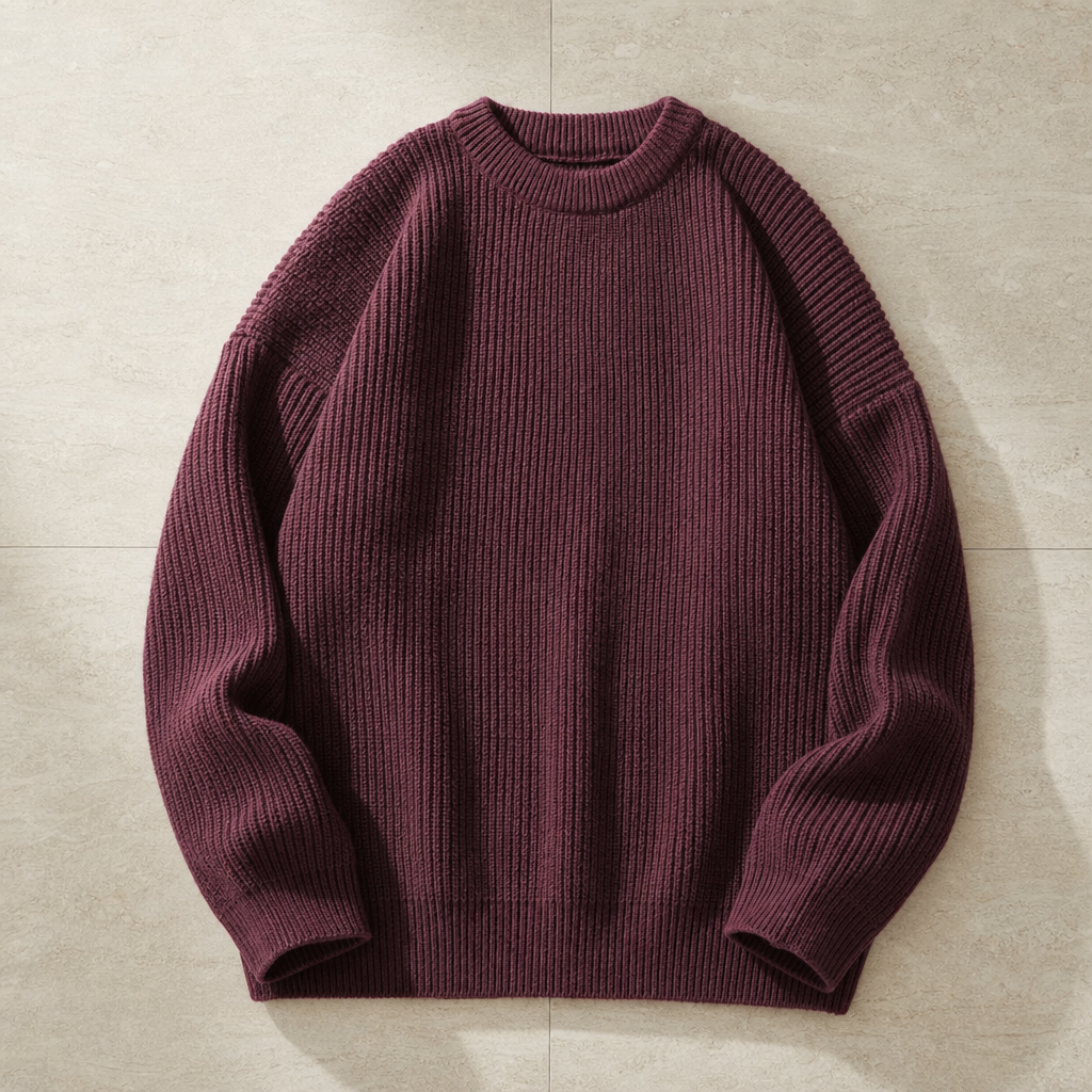 Roussillon Ribbed Knit Sweater in Burgundy
