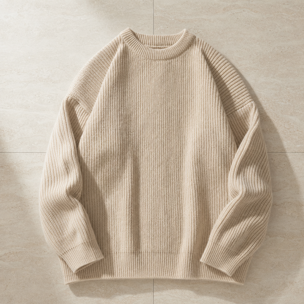Roussillon Ribbed Knit Sweater in Beige