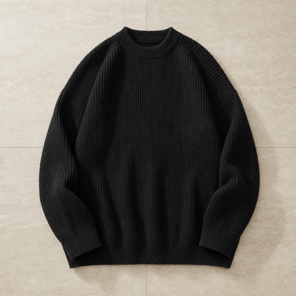 Roussillon Ribbed Knit Sweater in Black