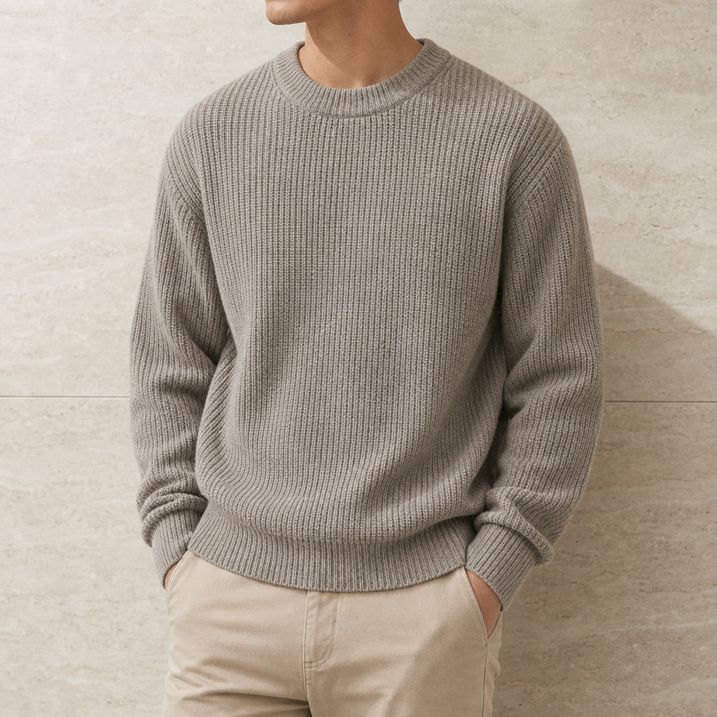 Roussillon Ribbed Knit Sweater in Gray