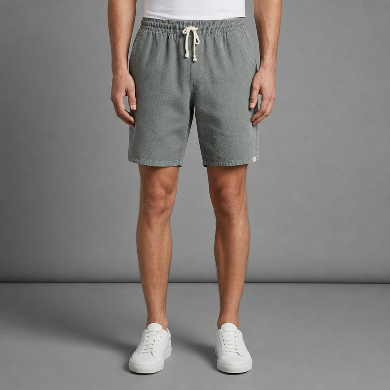 Sete Linen Cotton Drawstring Shorts in Gray