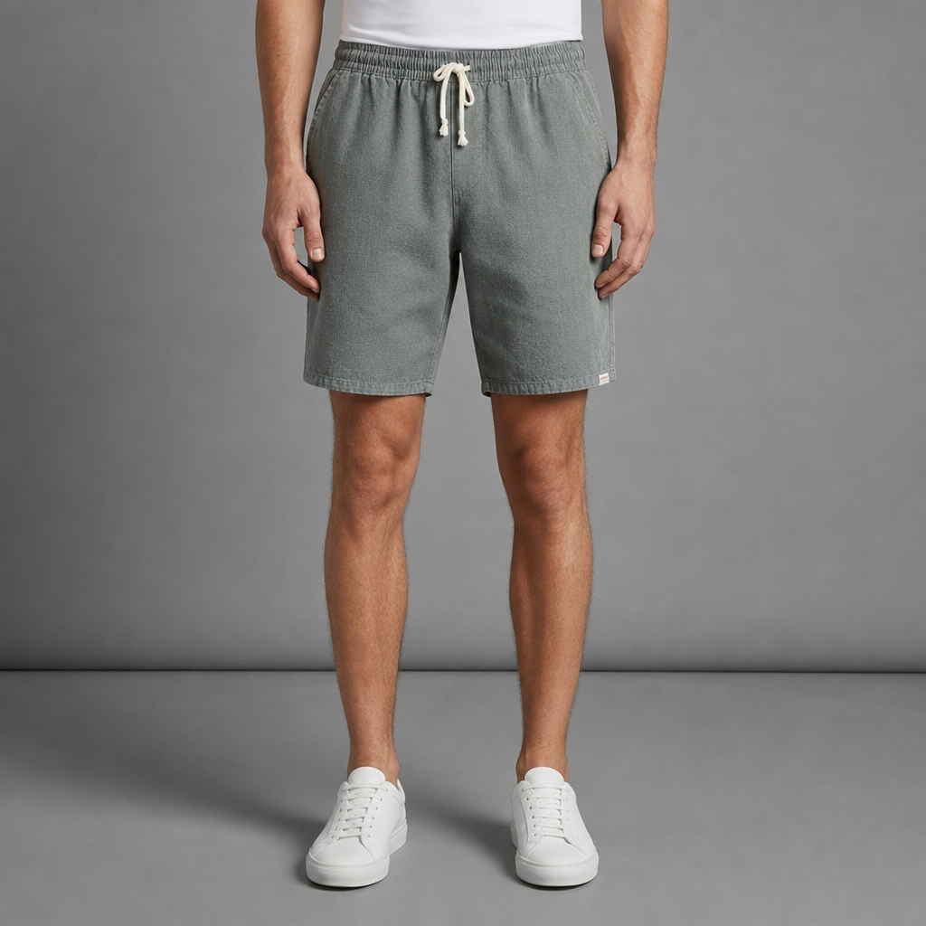 Sete Linen Cotton Drawstring Shorts in Gray