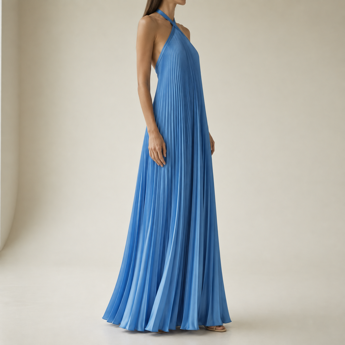 Murcia Pleated Halter Maxi Dress