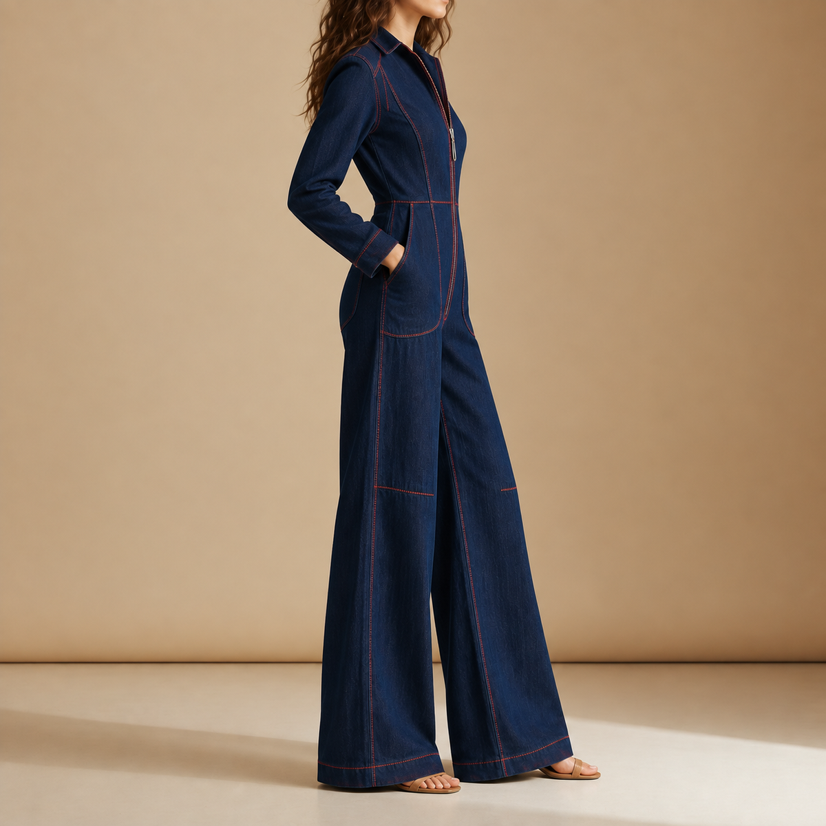 Amorgos Front-Zip Wide Leg Jumpsuit