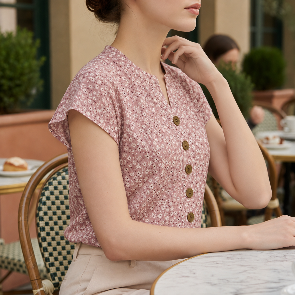 Trani Floral Button Blouse