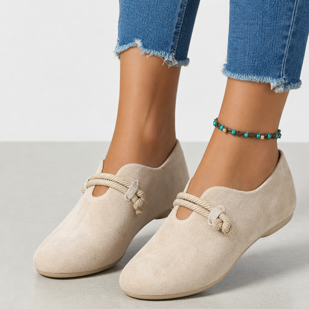 Syros Orthopedic Suede Loafers in Beige