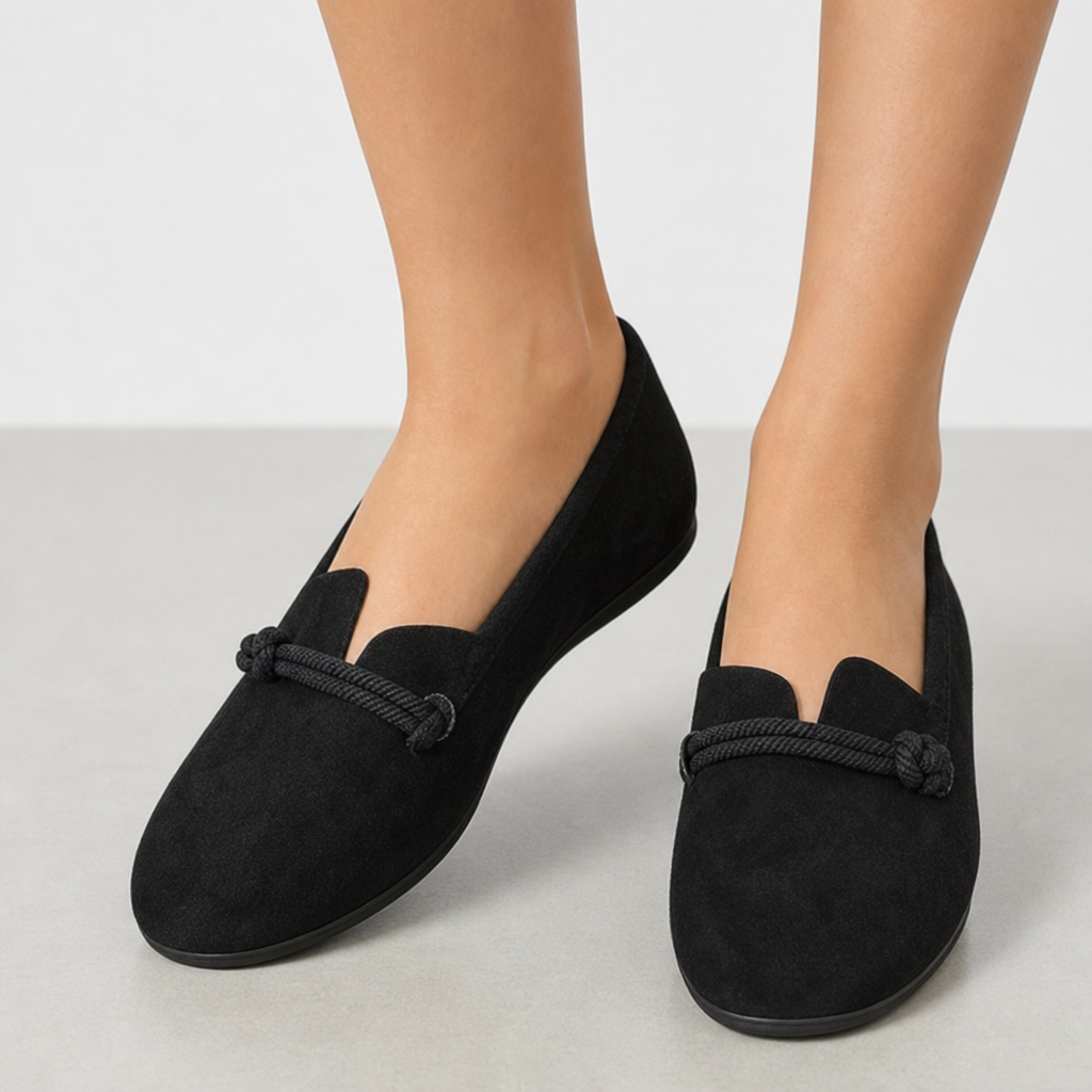 Syros Orthopedic Suede Loafers in Black