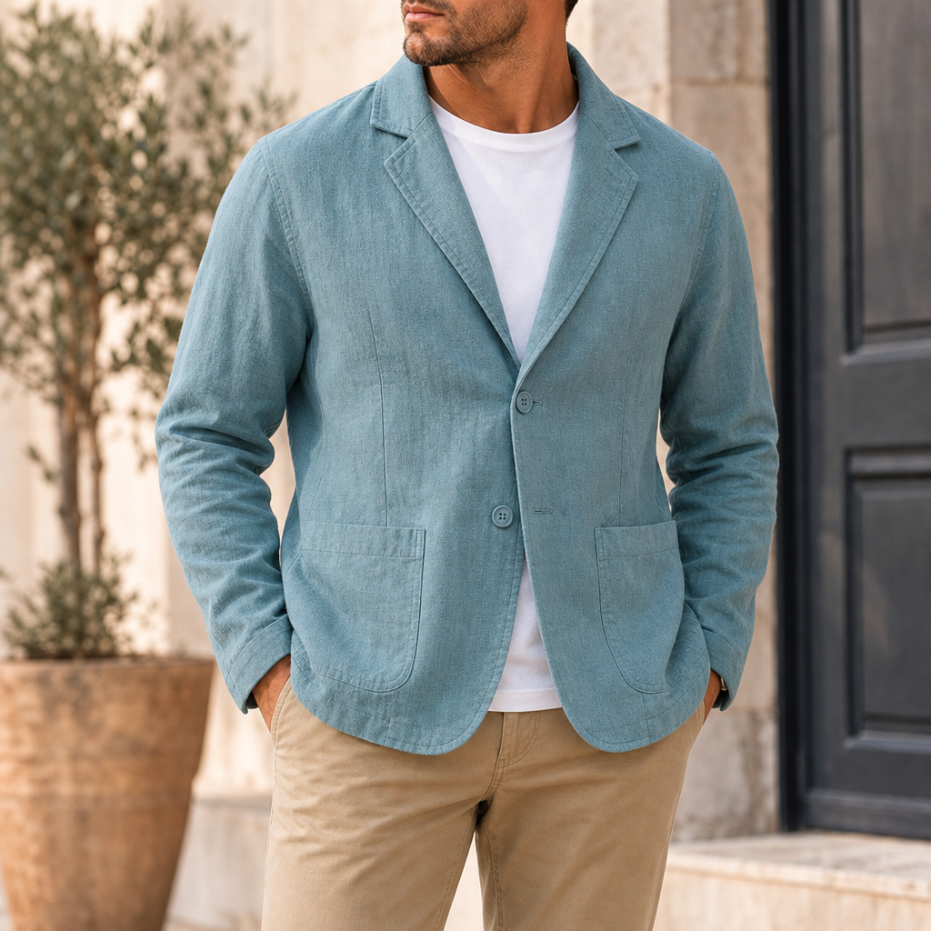 Tarragona Linen Blazer in Azure