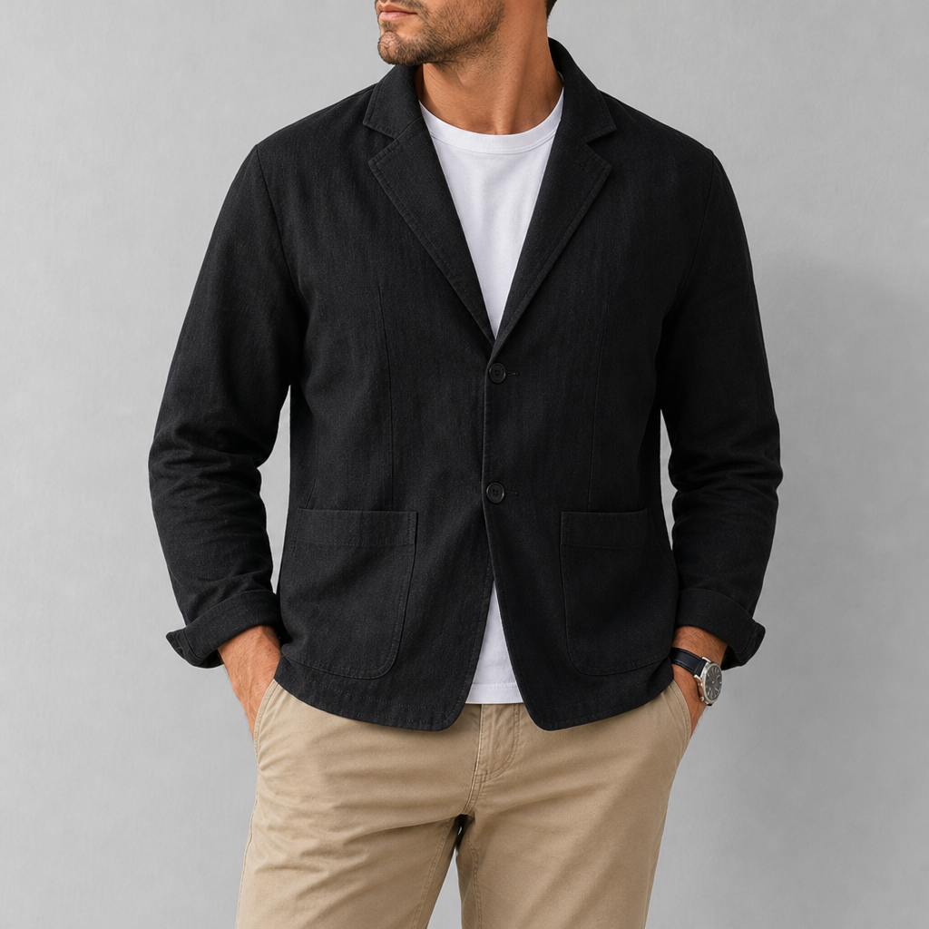 Tarragona Linen Blazer in Black