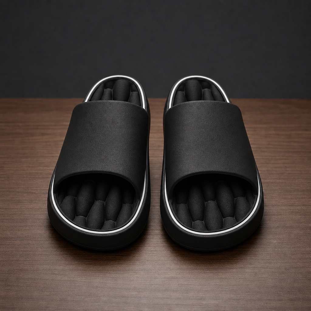 Tavira Cushioned Platform Slides in Black