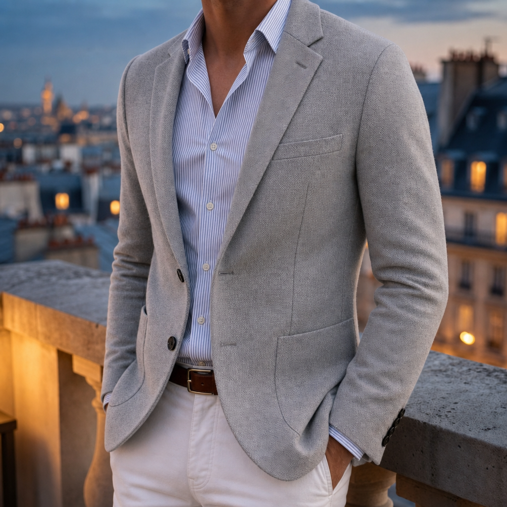 Trani Knit Tailored Blazer in Silver