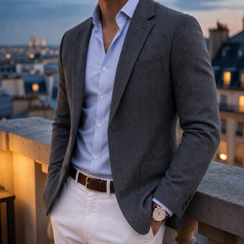 Trani Knit Tailored Blazer in Gray