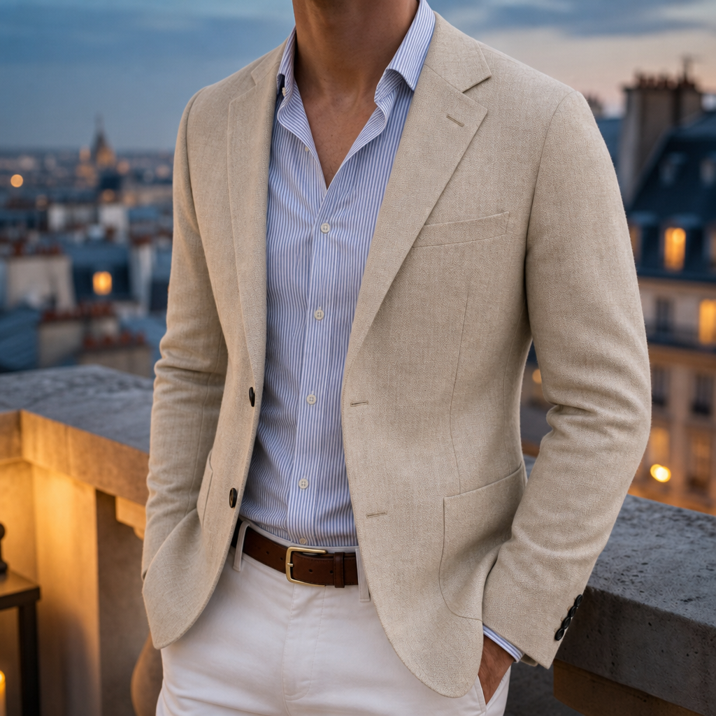 Trani Knit Tailored Blazer in Beige