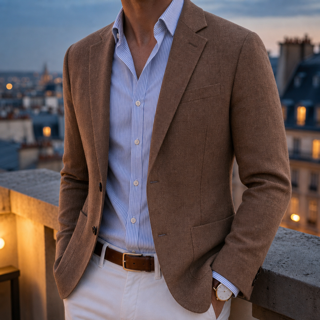 Trani Knit Tailored Blazer in Brown