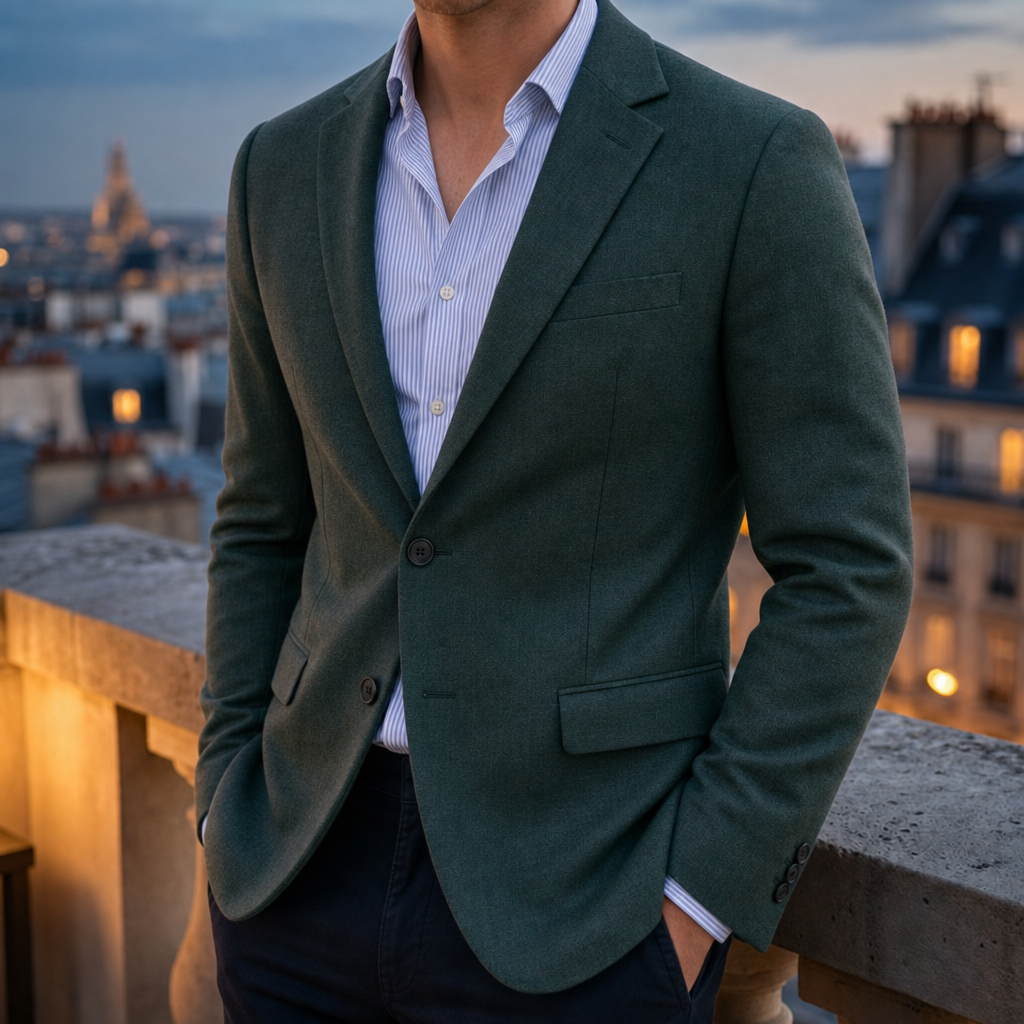 Trani Knit Tailored Blazer in Green