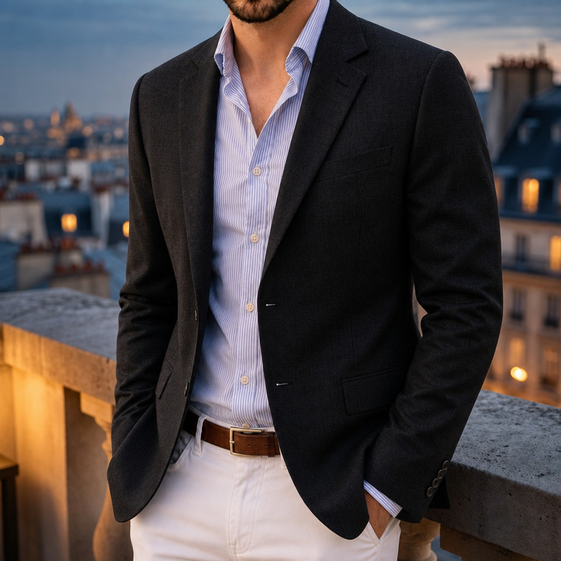 Trani Knit Tailored Blazer in Black