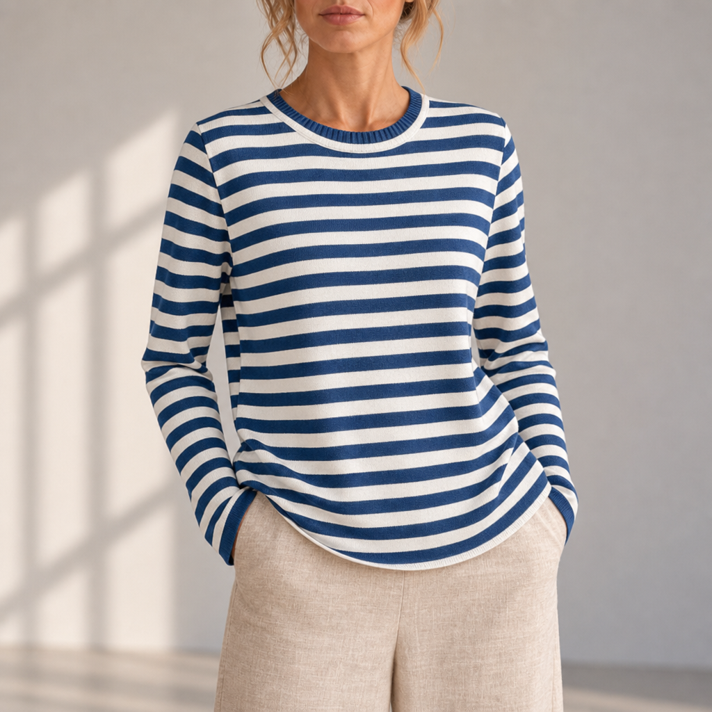 Trogir Striped Knit Top in Azure Blue