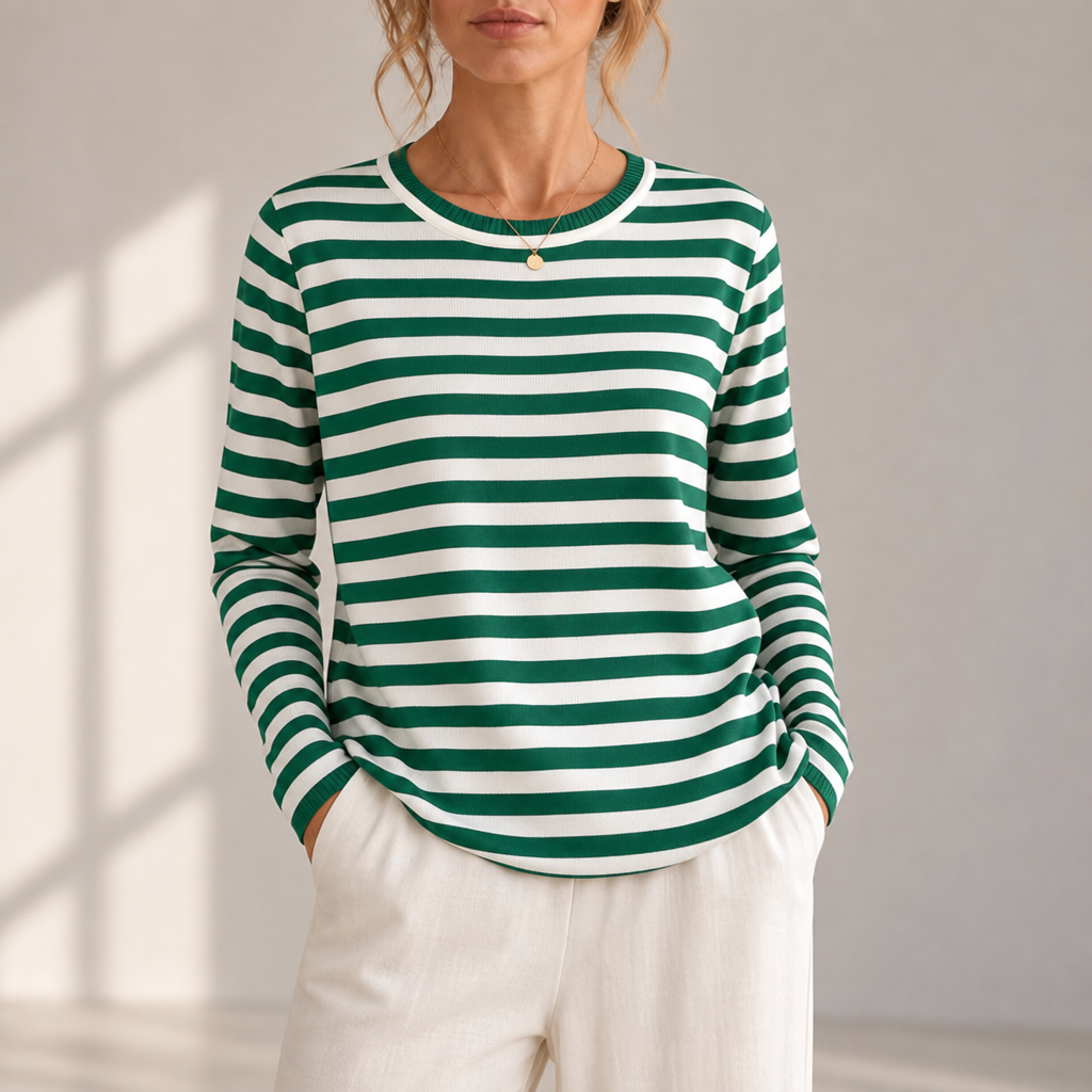 Trogir Striped Knit Top in Saphire Green