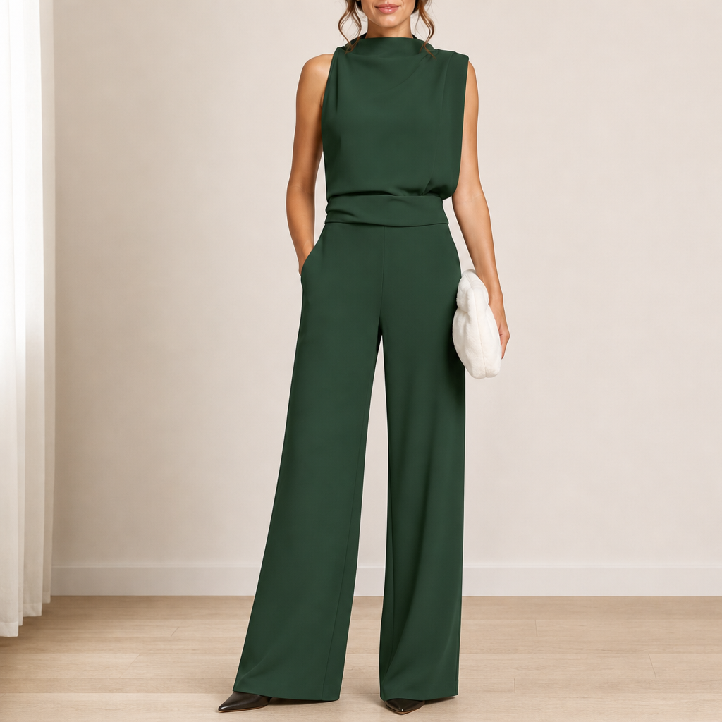 Urbino Wide-Leg Sleeveless Jumpsuit in Green