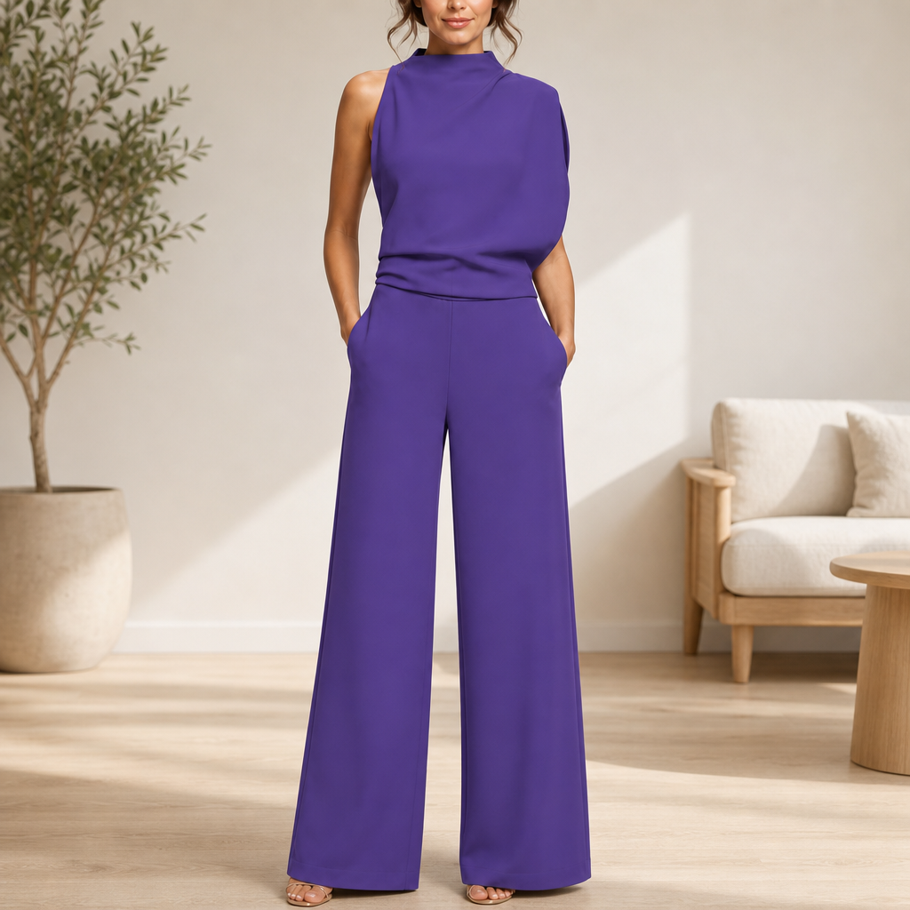 Urbino Wide-Leg Sleeveless Jumpsuit in Purple