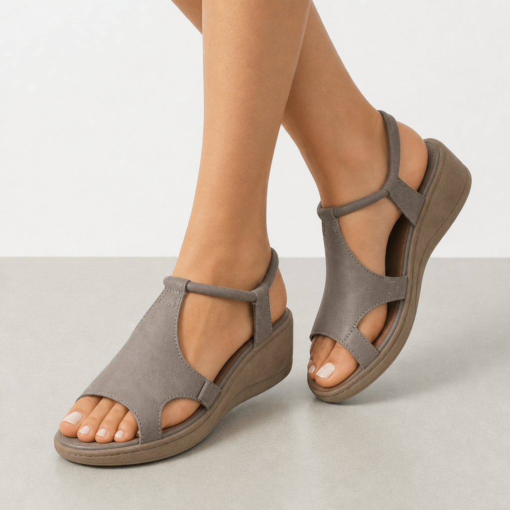 Valletta Orthopedic Wedge Sandals in Gray
