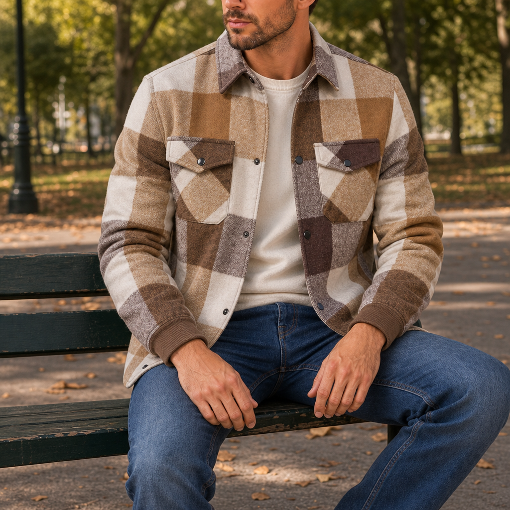 Valletta Plaid Flannel Shacket in Khaki