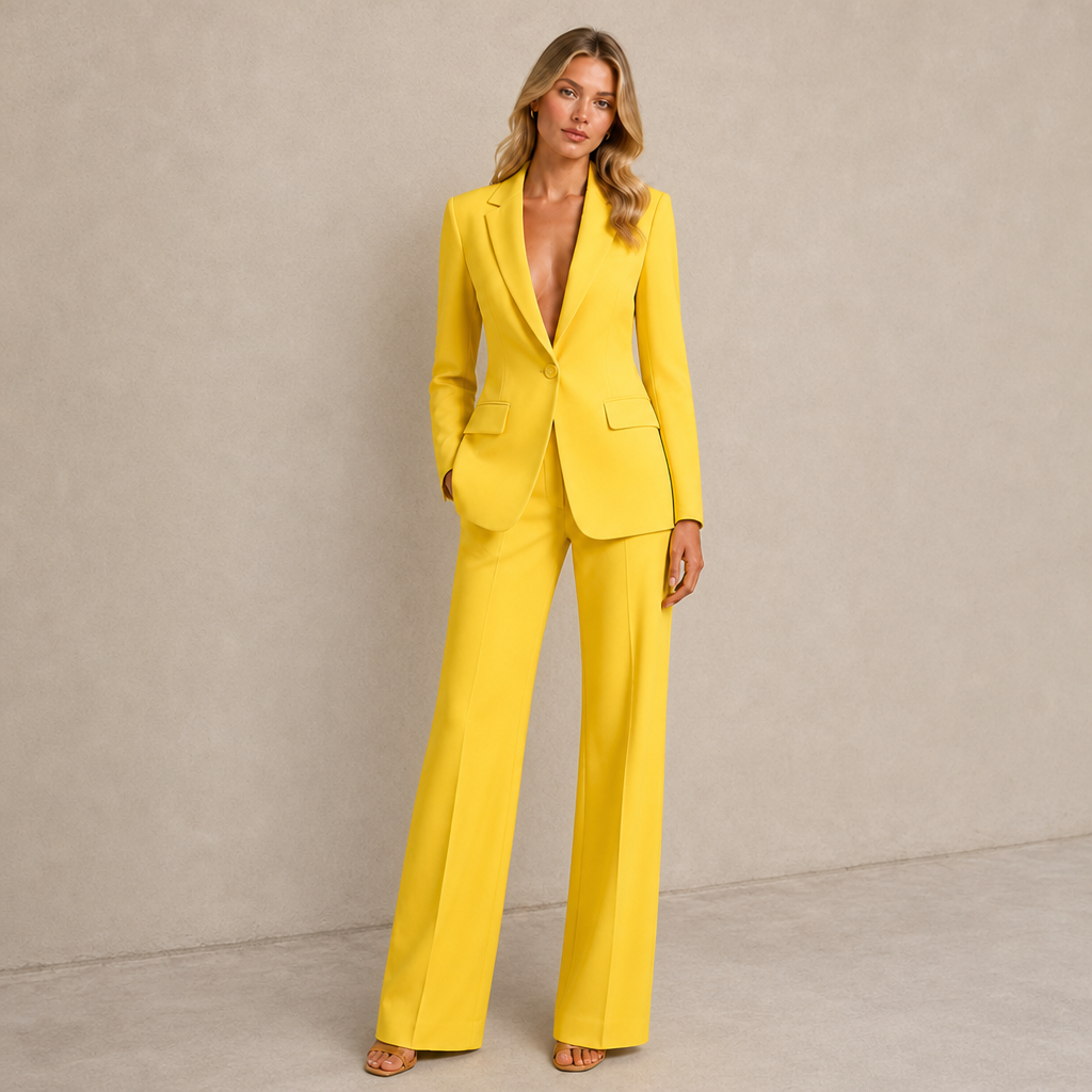 Vieste Tailored Two-Piece Suit Set in Yellow