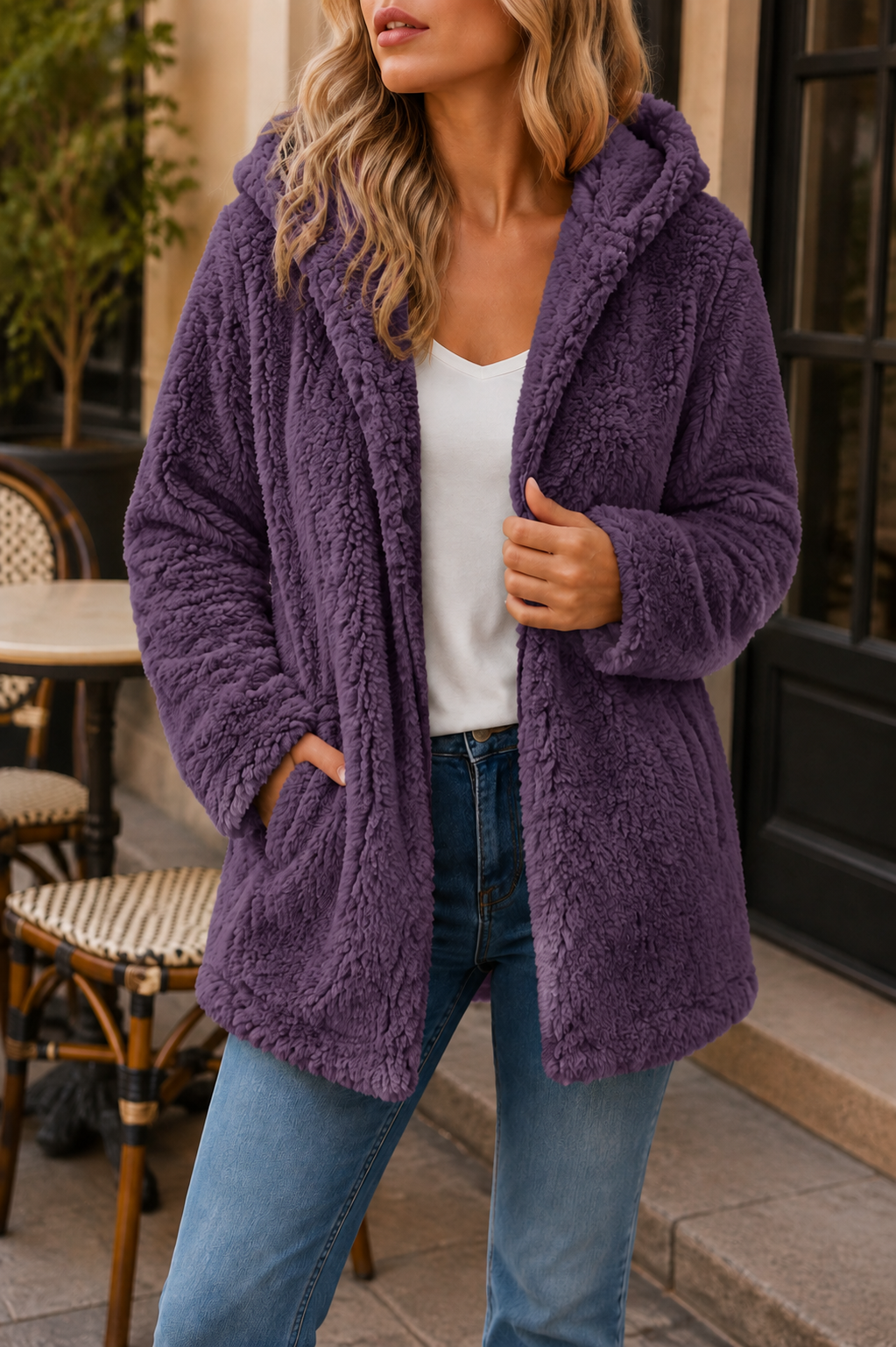 Poros Hooded Teddy Fleece Jacket