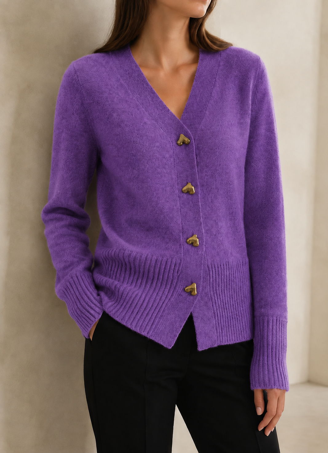 Comillas Heart Button Cardigan