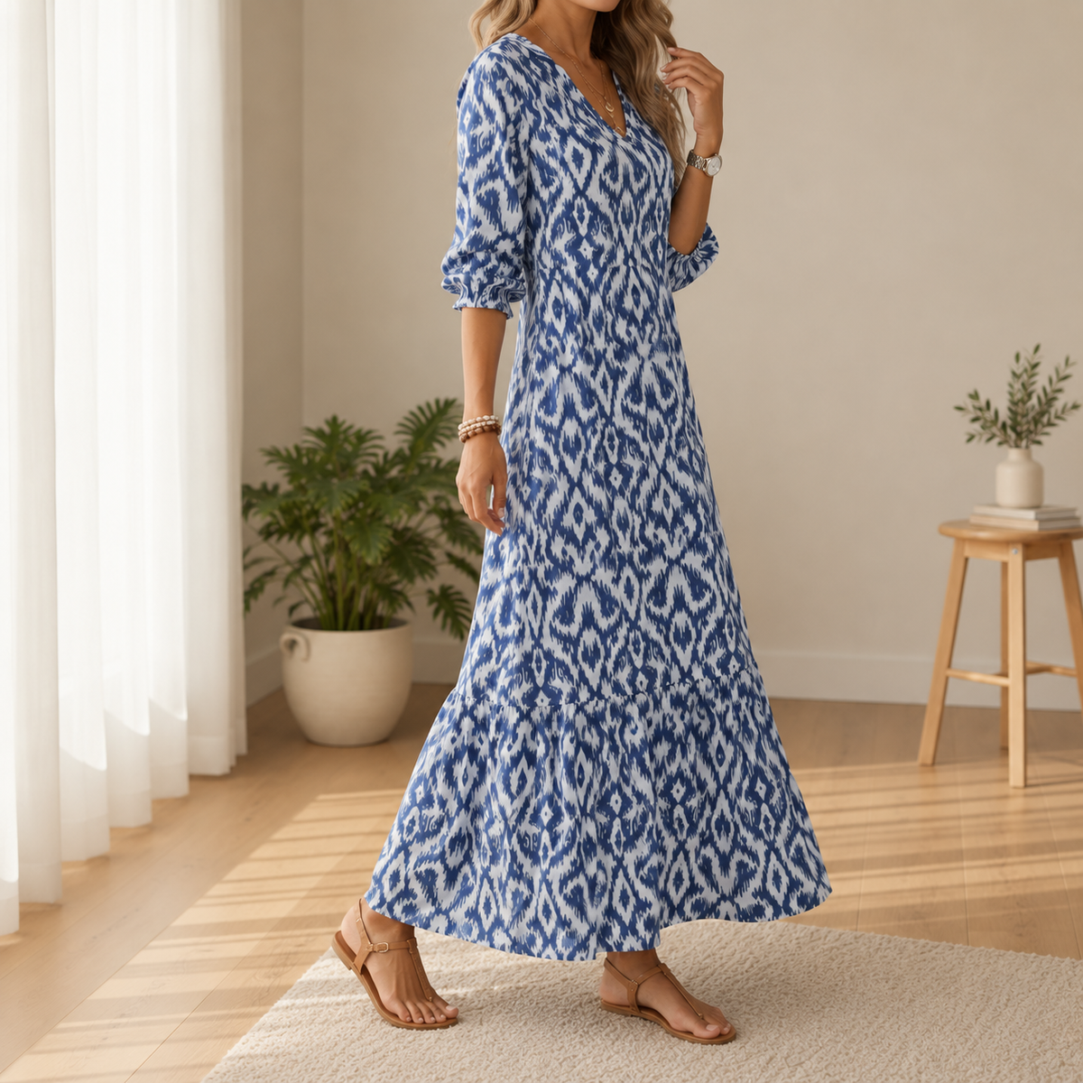 Frigiliana Ikat Print Maxi Dress