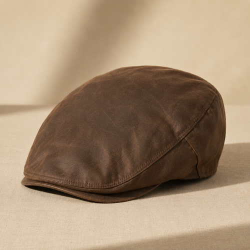 Waxed Cotton Flat Cap