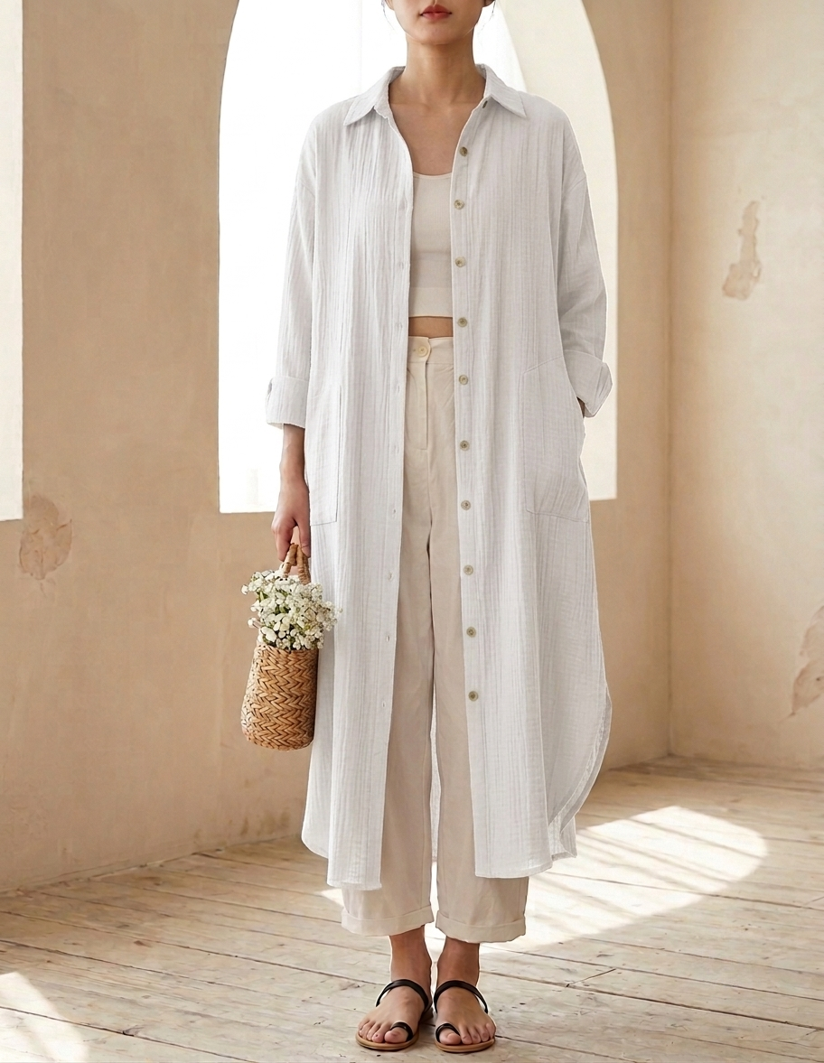 Coimbra Button-Front Shirt Maxi Dress