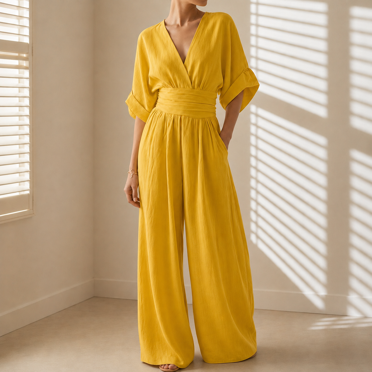 Siracusa V-Neck Wide-Leg Jumpsuit